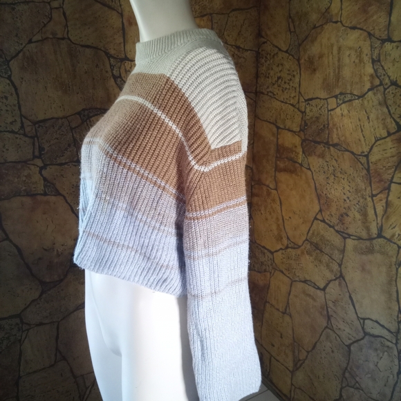 Garage Women's Striped Sweater in Cream and Brown - Picture 3 of 4